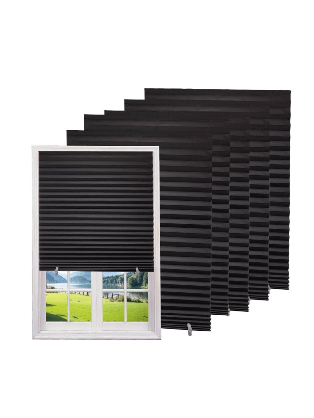 Changshade 24" W x 72" H,Black 6-Pack Temporary Blackout Paper Blinds for Window